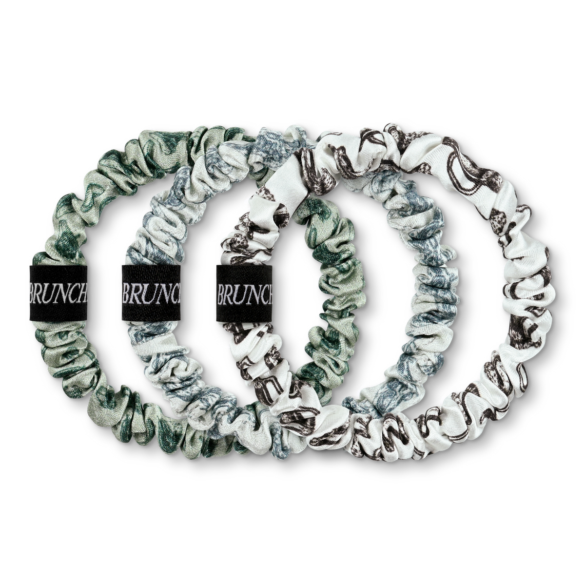 BRUNCHIES® "Fast Food Edition" Seiden Scrunchies - Fun Statement Armbänder aus 100% Maulbeerseide