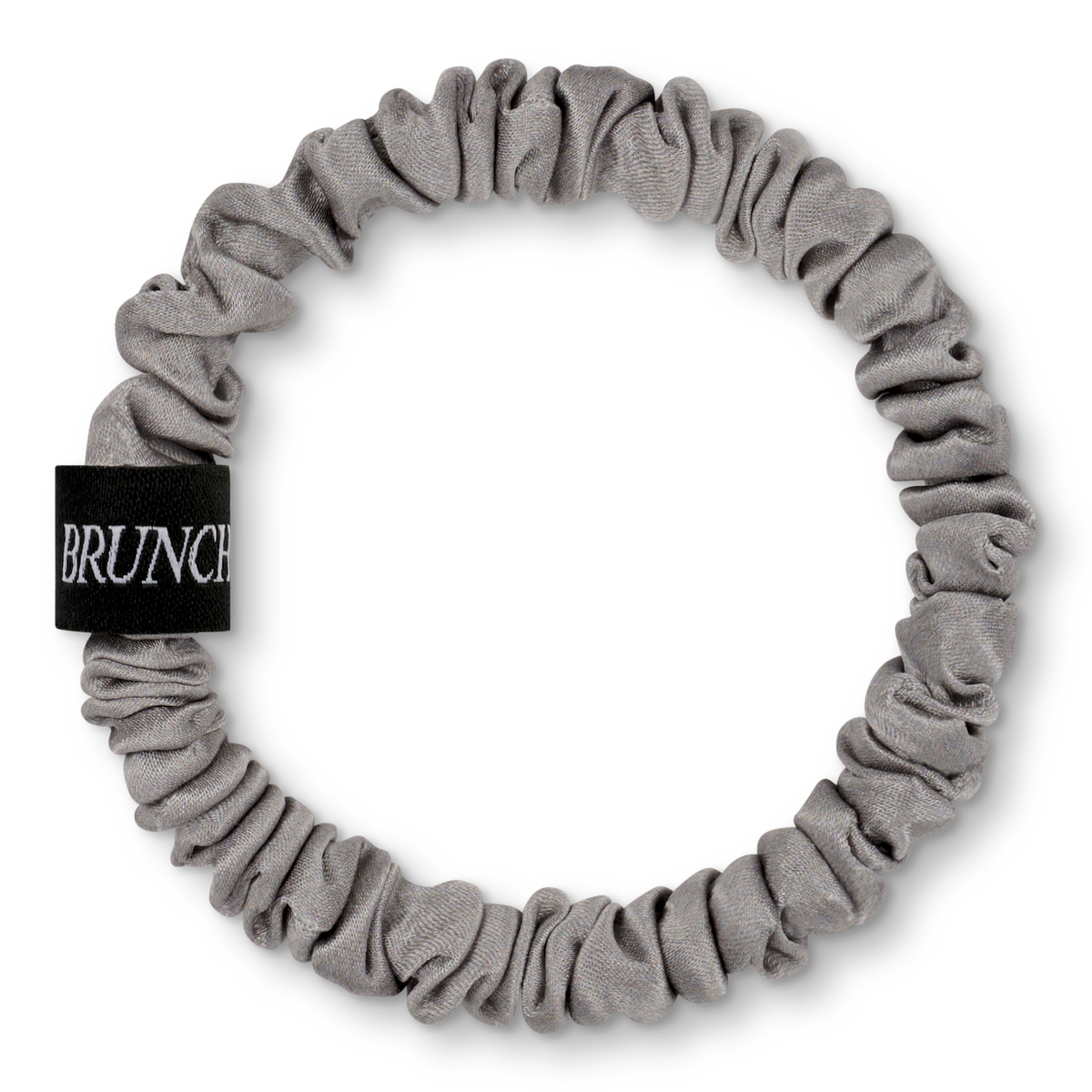 BRUNCHIES® "Coolgrey" Seiden Scrunchie für brüchiges Haar aus 100 % Maulbeerseide in kaltem Grauton
