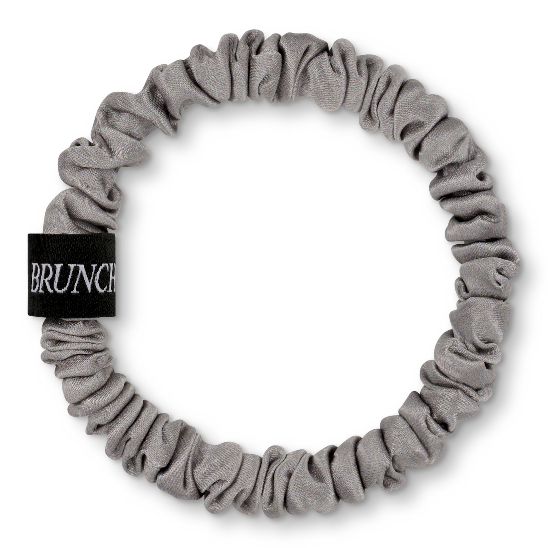 BRUNCHIES® "Coolgrey" Seiden Scrunchie für brüchiges Haar aus 100 % Maulbeerseide in kaltem Grauton