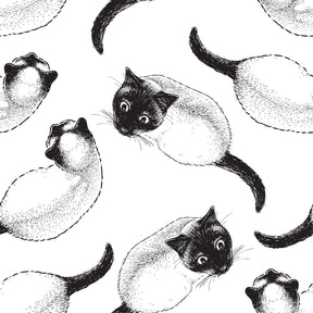 BRUNCHIES® "Cat" Seiden Scrunchie in weiß mit schwarzen Katzen Illustrationen für glänzende Haare