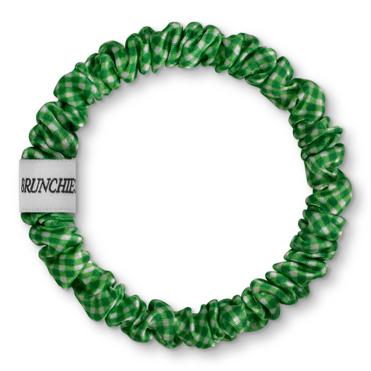 Co-Creation Charity BRUNCHIES® x Regine Sixt Kinderhilfestiftung – "Grün Kariert" 100% Seiden Scrunchie für lange Haar