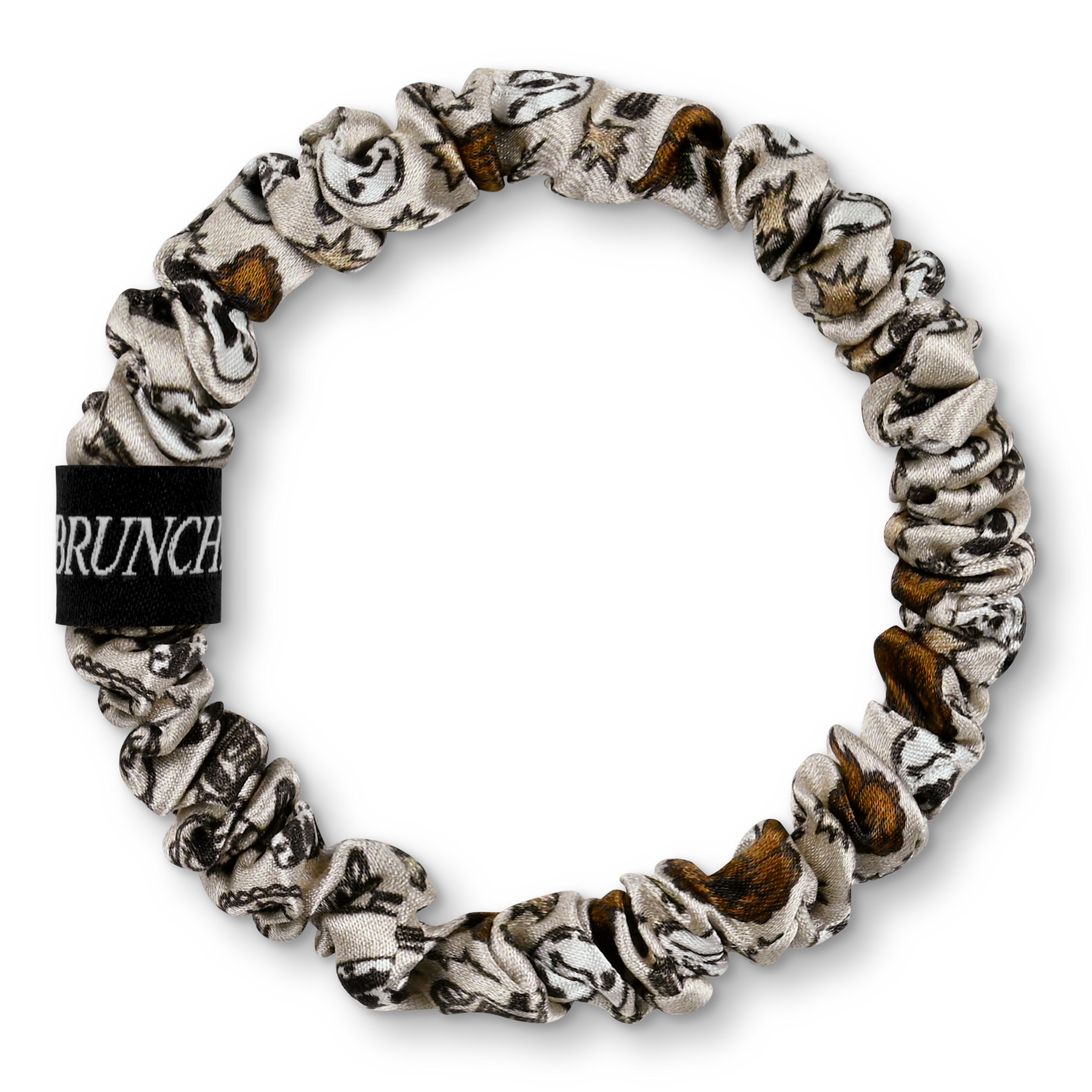 BRUNCHIES® "Cowboy Edition "Seiden Scrunchies Set mit 3 Haargummis in braunen Tönen für Western Fans