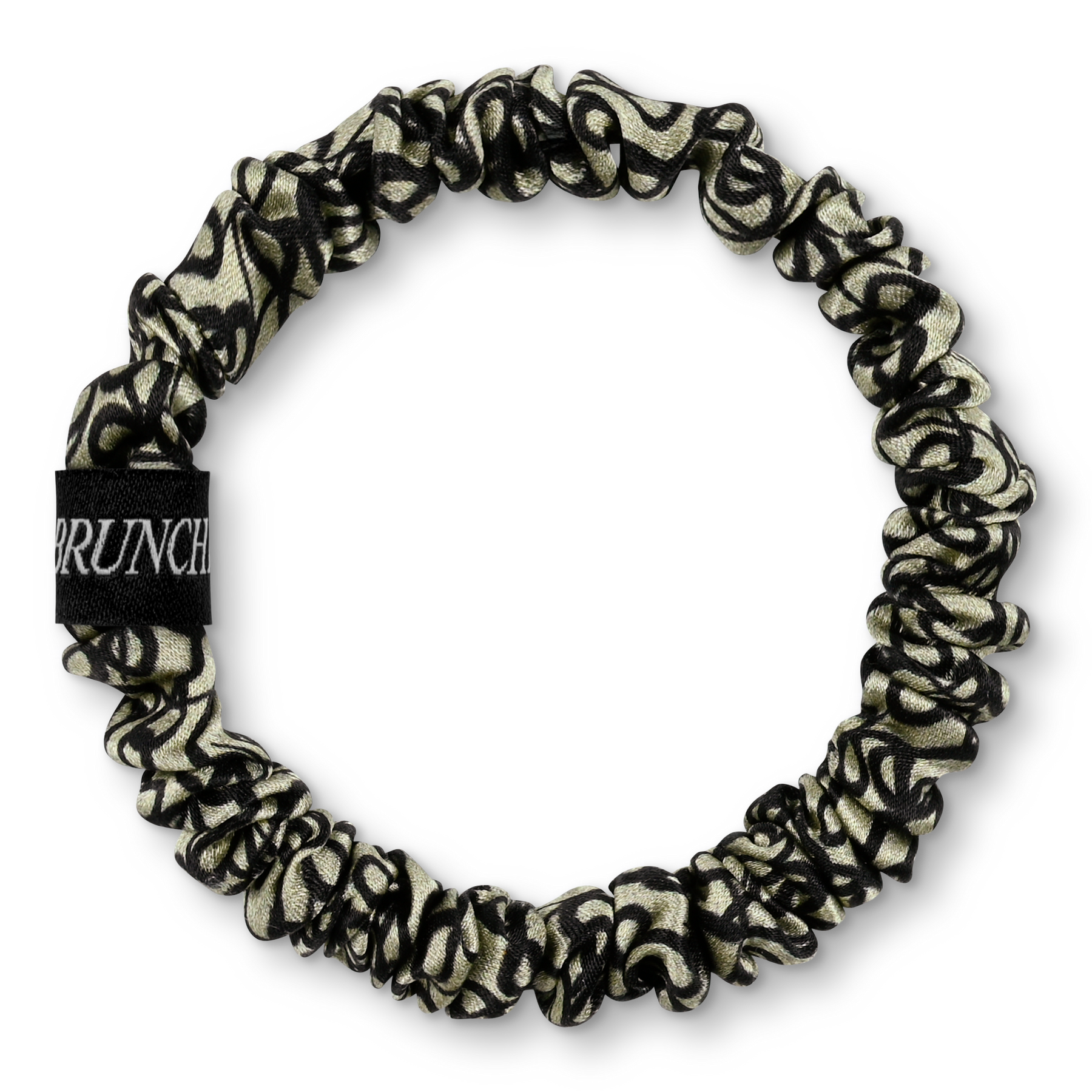 BRUNCHIES® "Snake Edition" Seiden Scrunchie Set aus 3 Haarbändern mitSchlangen Print für weiches Haar in erdigen grünen und braunen Tönen