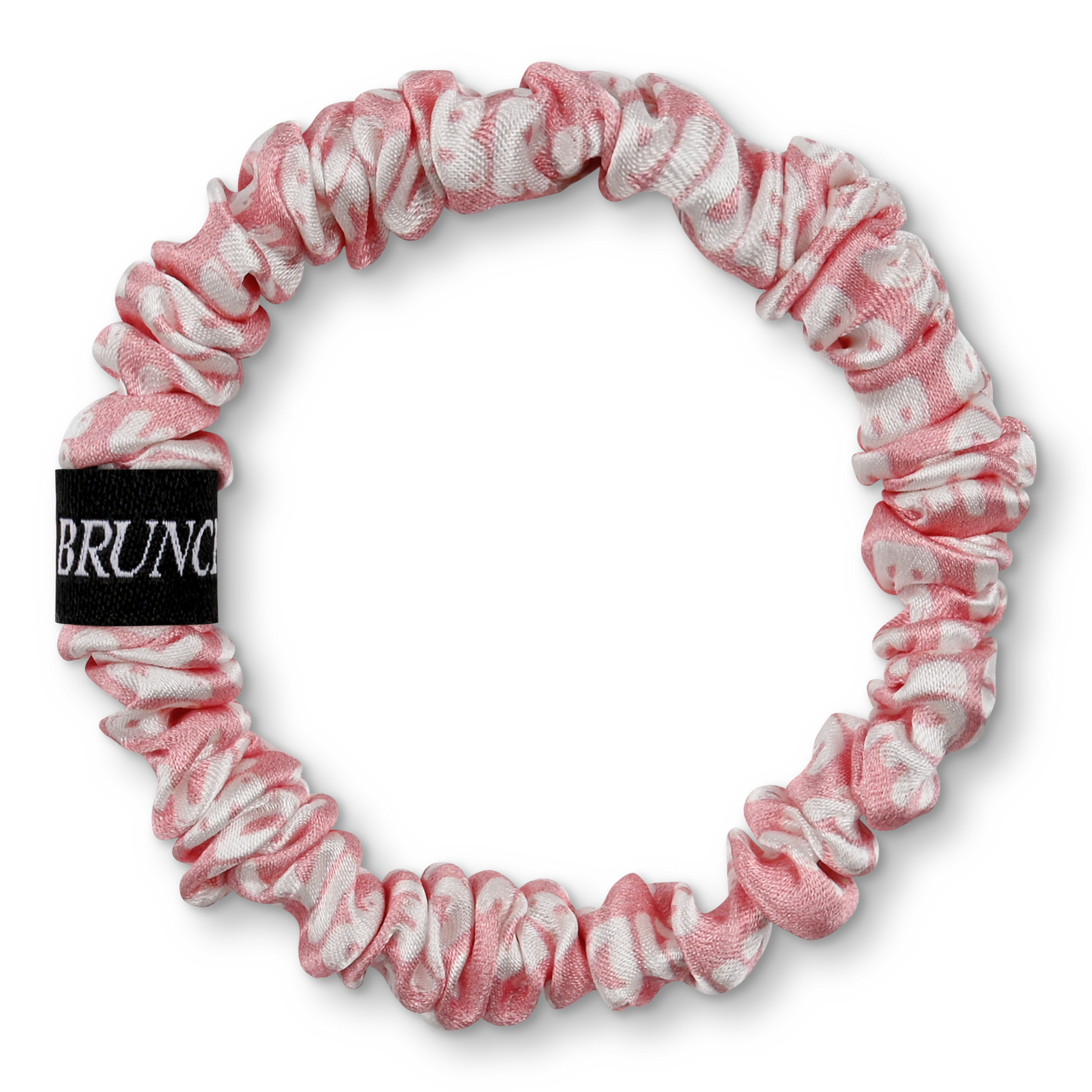 BRUNCHIES® "Bridal" Seiden Scrunchie - haarschonendes Accessoire für den Hochzeitstag für die Braut in Pink mit Weiß