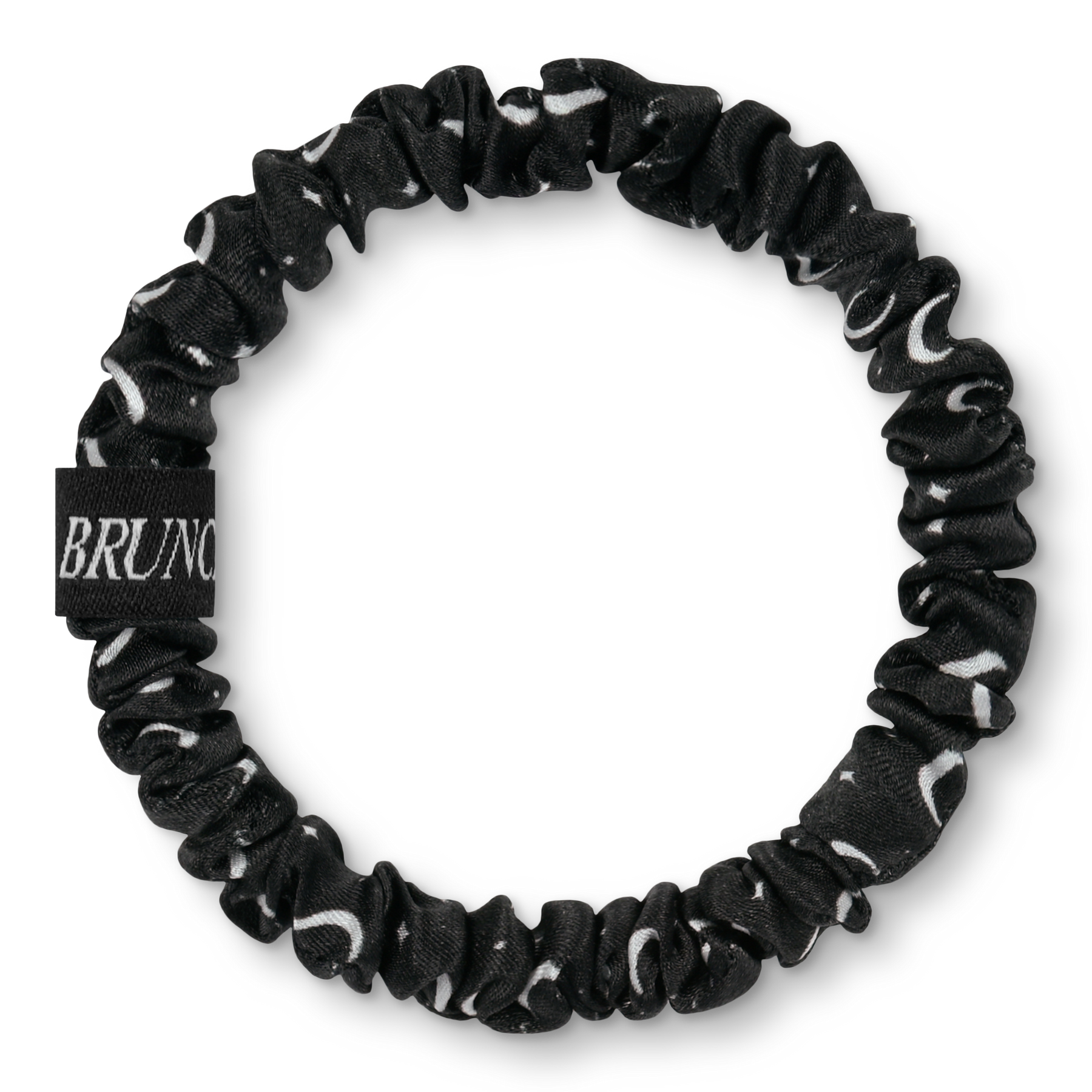 BRUNCHIES® "Human Design Schwarz" Seiden Scrunchie für Spiritualität mit Mond und Sternen in schwarz und weiß