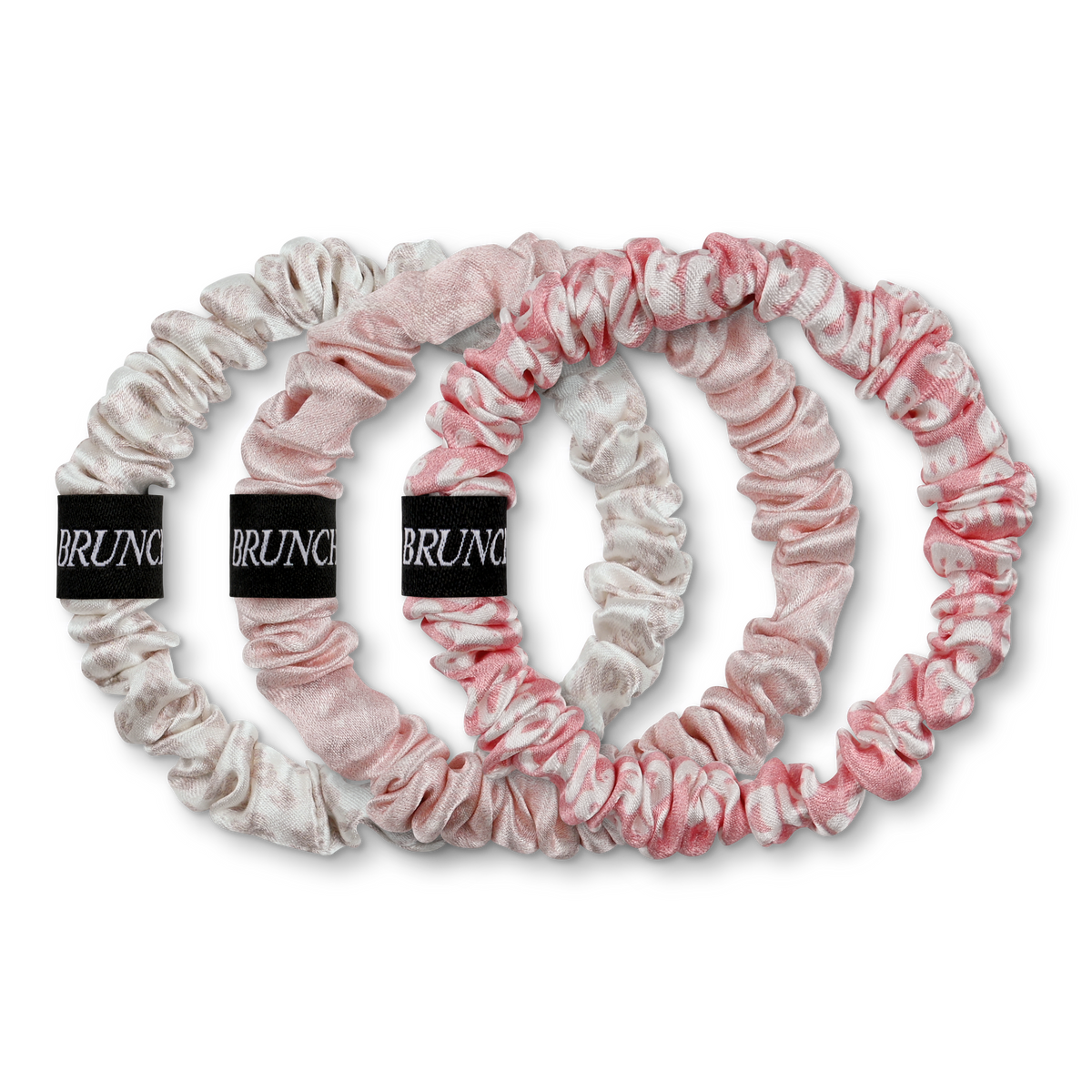 BRUNCHIES® "Bridal Edition" Seiden Scrunchies Set - 3 Stück - perfektes Haar-Accessoire in wunderschönen Rosa-Tönen