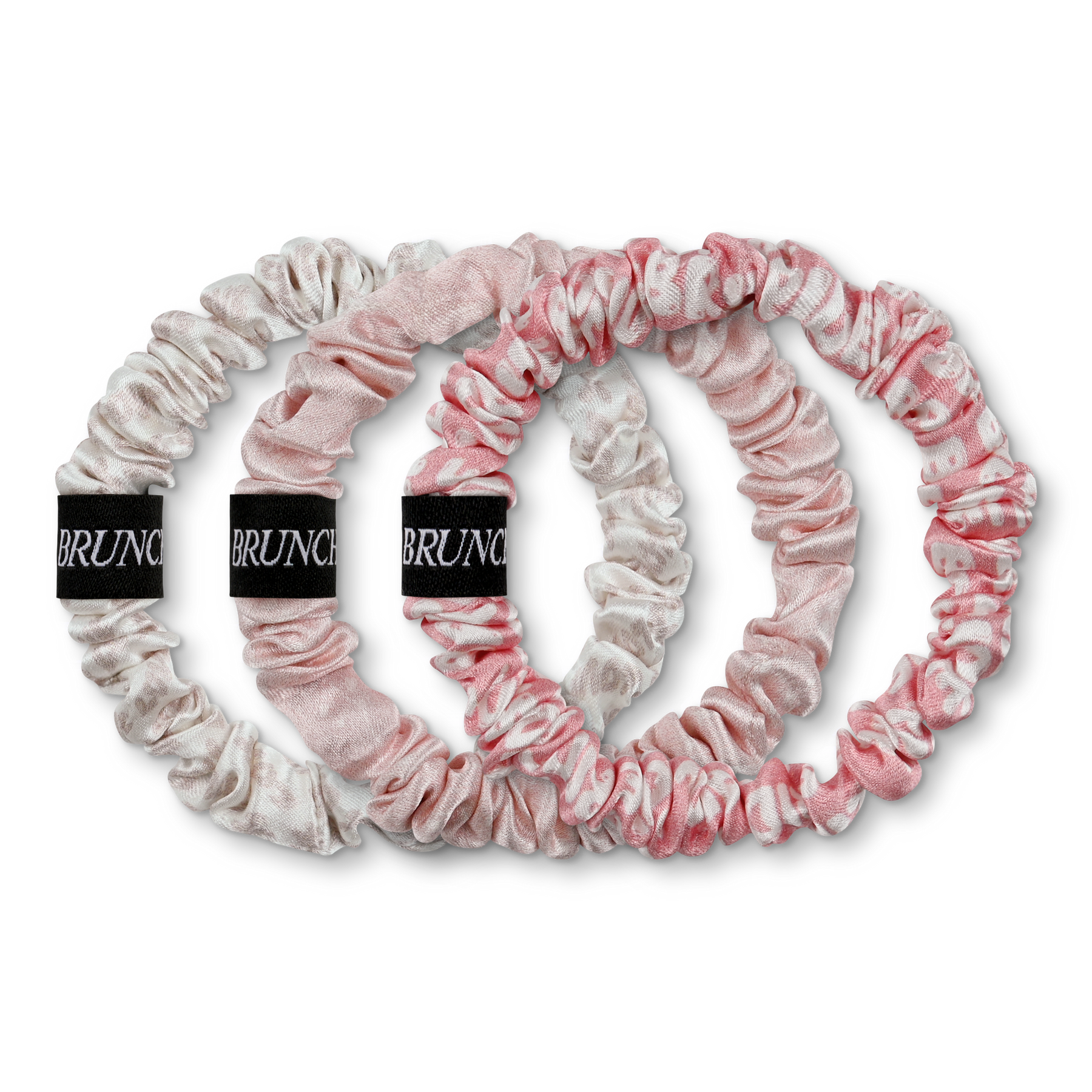 BRUNCHIES® "Bridal Edition" Seiden Scrunchies Set - 3 Stück - perfektes Haar-Accessoire in wunderschönen Rosa-Tönen