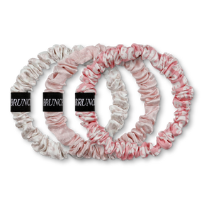 BRUNCHIES® "Bridal Edition" Seiden Scrunchies Set - 3 Stück - perfektes Haar-Accessoire in wunderschönen Rosa-Tönen