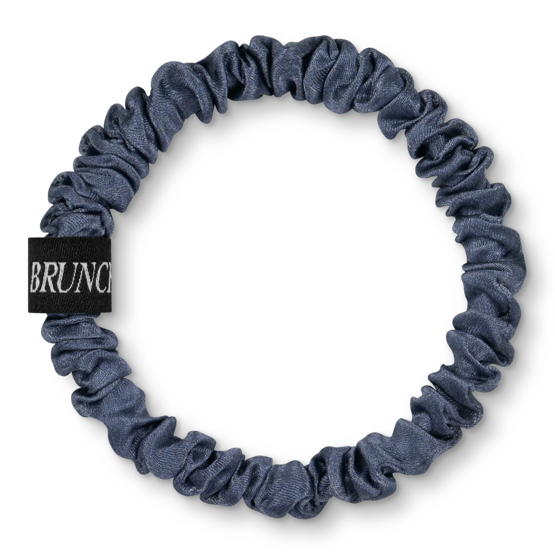 BRUNCHIES® "Lagoon" Seiden Scrunchie - weicher, fest haltendes haarschonendes Haargummi in Blaugrau