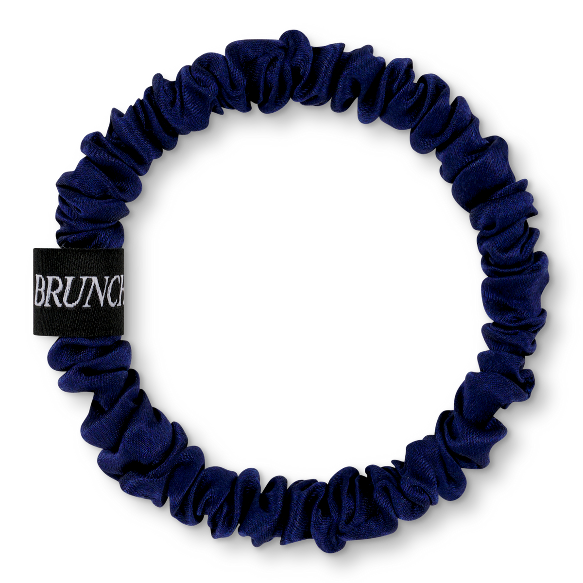 Dunkelblauer BRUNCHIES® Deep Royal Blue Scrunchie aus 100 % Mulberry-Seide für haarschonenden Halt