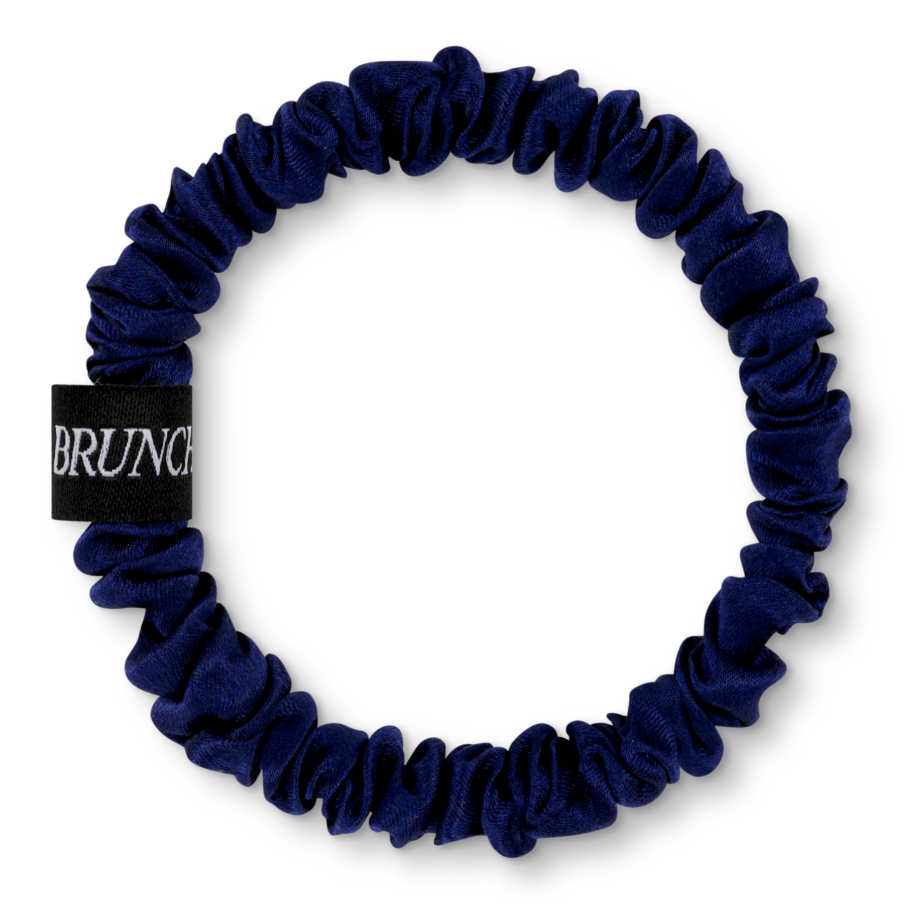 Dunkelblauer BRUNCHIES® Deep Royal Blue Scrunchie aus 100 % Mulberry-Seide für haarschonenden Halt