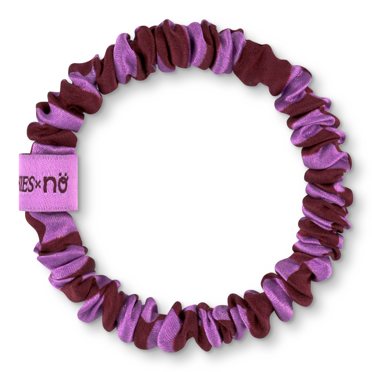 BRUNCHIES® x NÖ Lila Checked Seiden Scrunchie aus 100 % Maulbeerseide.