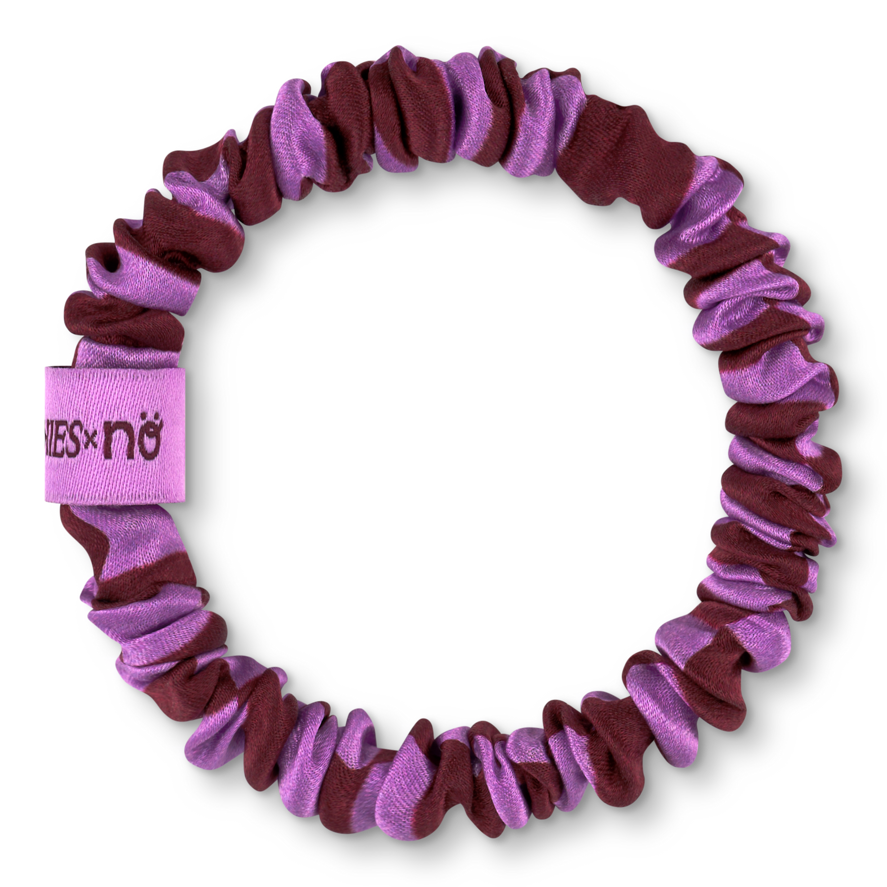 BRUNCHIES® x NÖ Lila Checked Seiden Scrunchie aus 100 % Maulbeerseide.
