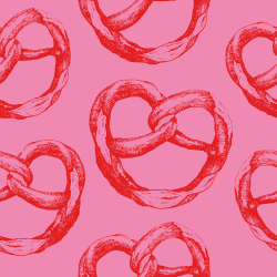 BRUNCHIES® Charity Scrunchie Regine Sixt Kinderhilfe Stiftung pink mit roten Brezeln

