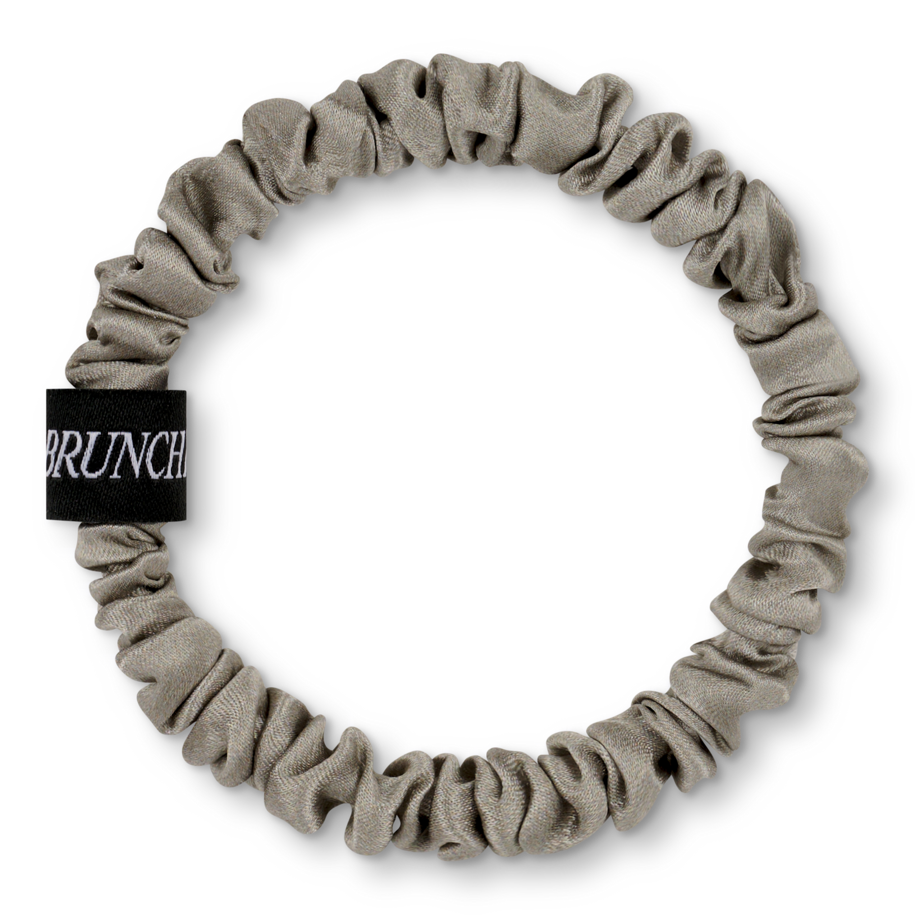 BRUNCHIES® Grey Brown Autumn Seiden Haargummi in hellem Grau-Braun aus 100 % Mulberry-Seide