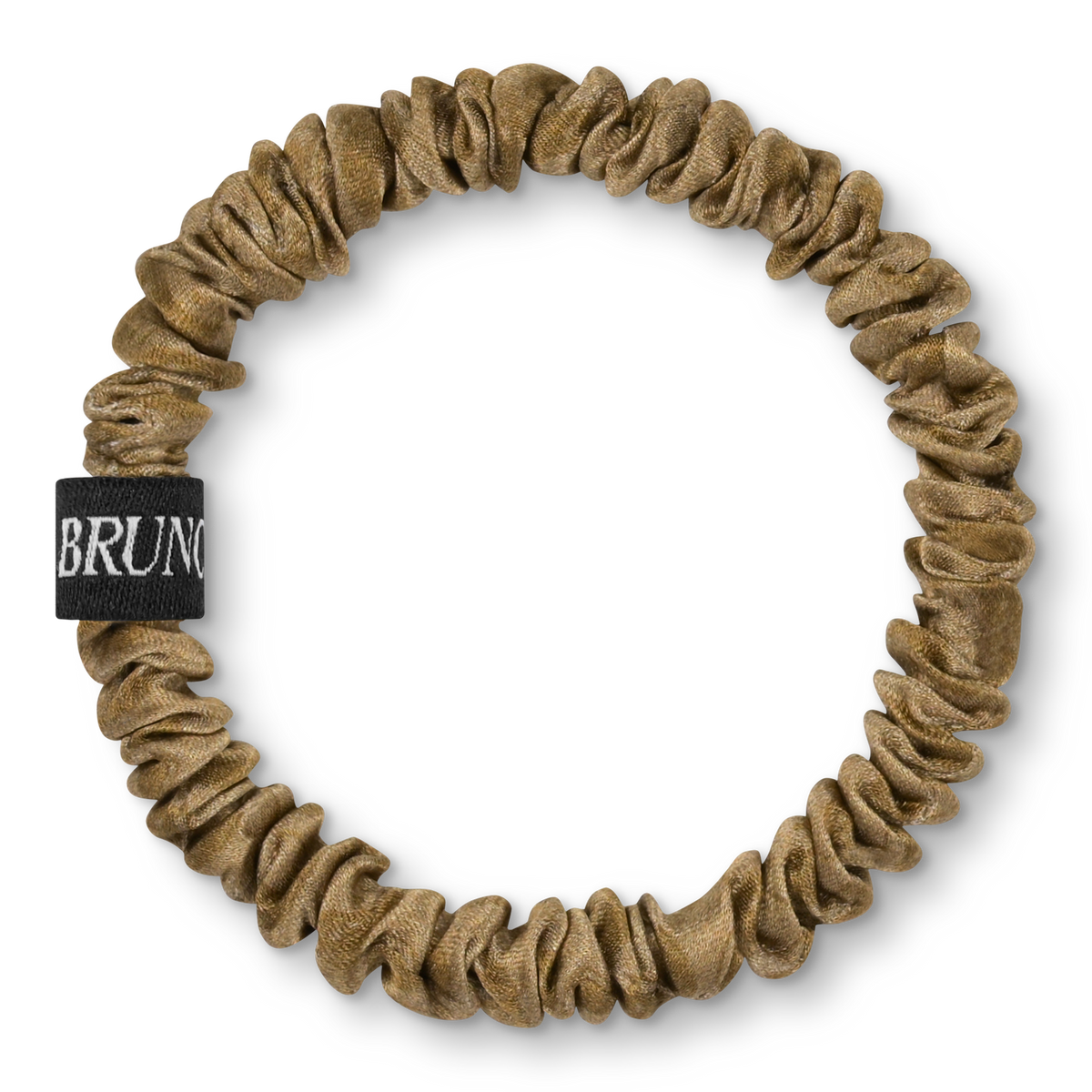 BRUNCHIES® Ying & Yang Gold Seiden Scrunchie aus 100 % OEKO-TEX® STANDARD 100 zertifizierter Maulbeerseide mit goldenem Ying-&-Yang-Motiv.