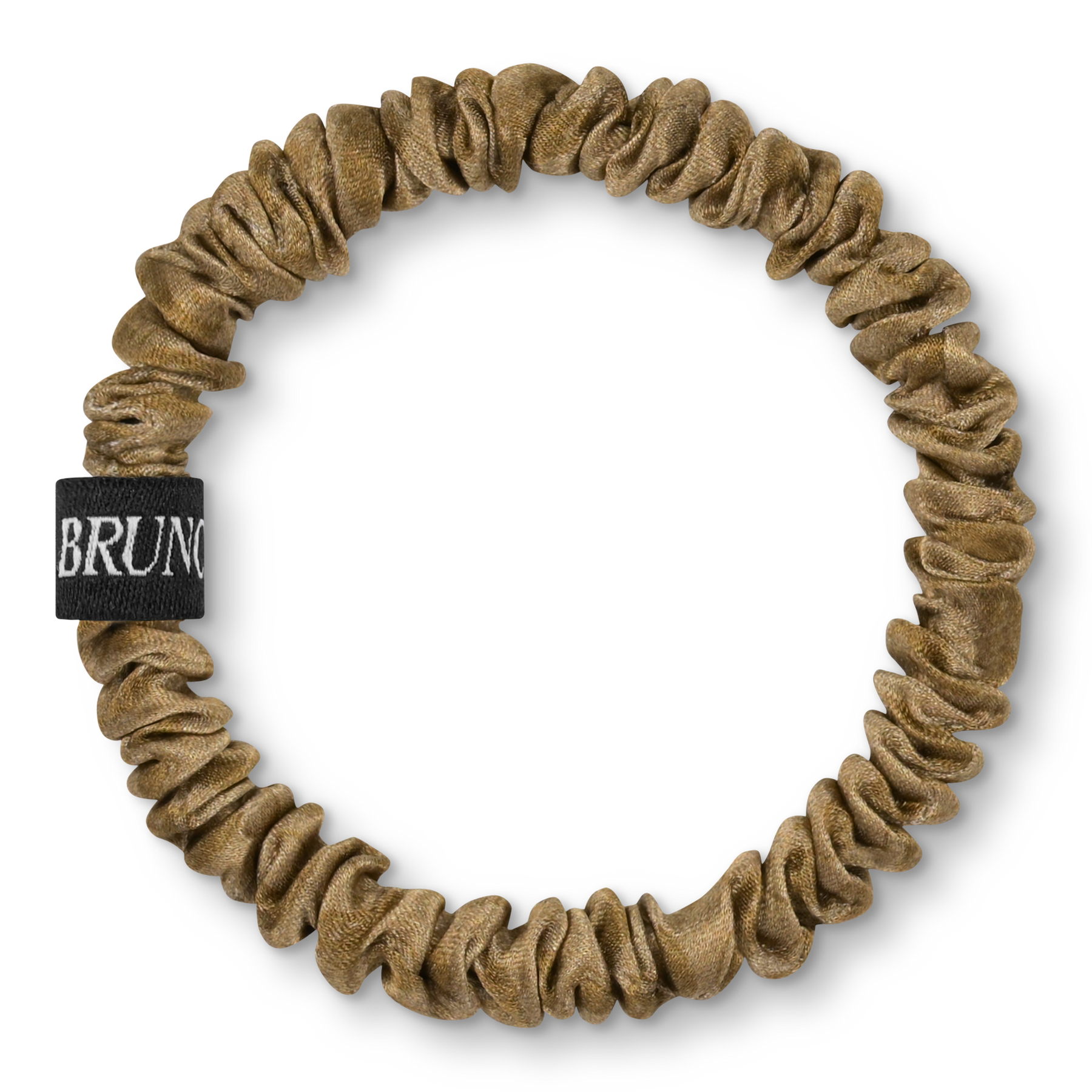 BRUNCHIES® Ying & Yang Gold Seiden Scrunchie aus 100 % OEKO-TEX® STANDARD 100 zertifizierter Maulbeerseide mit goldenem Ying-&-Yang-Motiv.
